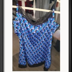 New with tags blue with black lace tank top